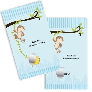 Monkey Boy - Jeu de grattage pour baby shower, lot de 20 cartes