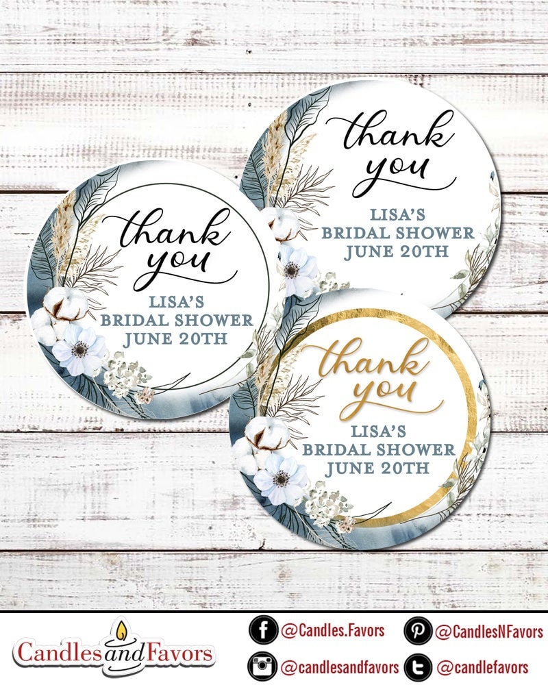 30 PERSONALIZED FLORAL WEDDING Stickers Favors Labels round 1.5 BRIDAL  SHOWER