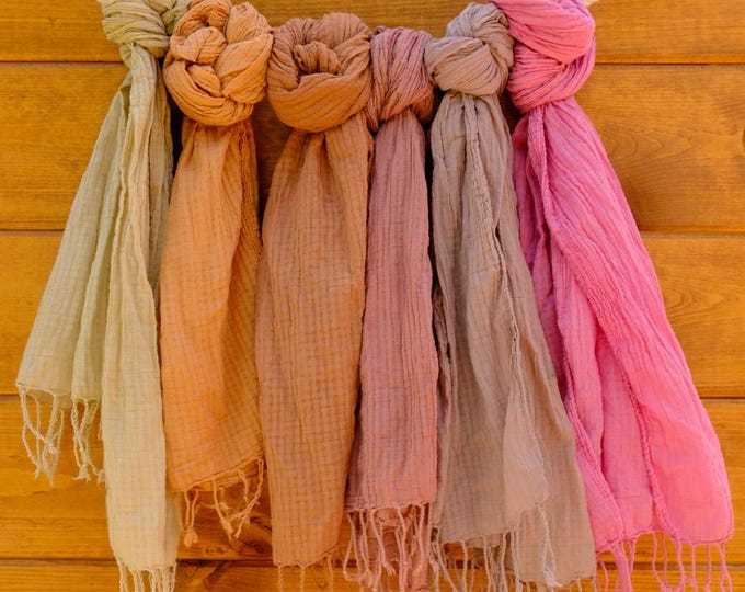 Gingham Check Scarf | Natural Dye | Organic Cotton | Lightweight Scarf