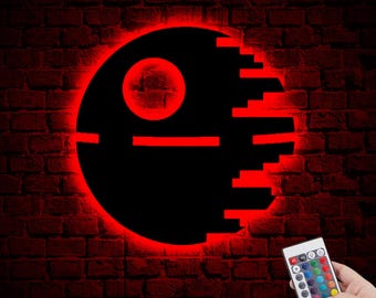 Death Star Star Wars neon led-muurbord, gameroom kunst aan de muur, gamer vriendje kerstcadeau, aangepaste gamer led bord poster, starwars decor fan cadeau