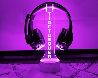 Gamertag Headphone Holder,Personalized Gamer christmas Gift,Video Game Lover,custom Night Light, Gamertag Light Sign,Streamer Headset Holder