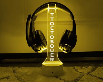 Custom Gamertag Headphone Stand,Personalized Gamer christmas Gift,Video Game Lover Night Light, Gamertag Light Sign,Streamer Headset Holder