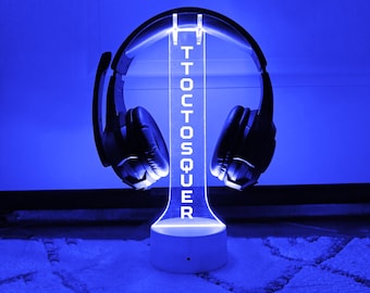 Custom Gamertag Headphone Stand,Personalized Gamer christmas Gift,Video Game Lover Night Light, Gamertag Light Sign,Streamer Headset Holder