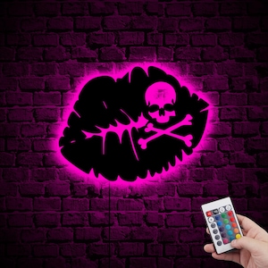 Skull Lips Neon Led Wall Sign,Lips Love Rgb led Light,Game Room Wall Art, Gamer Boyfriend christmas Gift,Custom Gamer Led Sign Poster