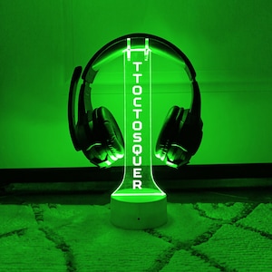 Custom Gamertag Headphone Stand,Personalized Gamer christmas Gift,Video Game Lover Night Light, Gamertag Light Sign,Streamer Headset Holder