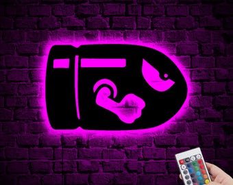 Letrero LED de neón de Mario Bullet Bill, luz de videojuegos retro, regalo de Navidad para niños, letrero LED personalizado, regalo para nerds y gamers. Letrero iluminado de Bullet Bill.