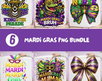 Mardi Gras PNG Bundle for Shirts, Funny Mardi Gras Sublimation Designs, Fat Tuesday PNG, Coquette Carnival Shirt Graphics