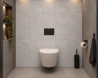 1 set di 20 adesivi per piastrelle effetto cemento grigio chiaro – Adesivi per piastrelle autoadesivi in ​​stile industriale per cucina, bagno e toilette