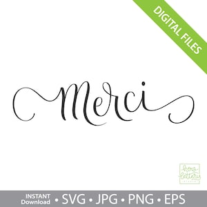 Merci - Lettrage à la main - SVG - Fichiers numériques à télécharger