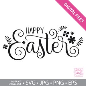 Joyeuses Pâques - SVG - lettrage à la main - fichiers numériques à télécharger
