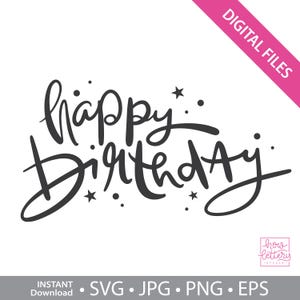 Buon compleanno - Lettering a mano - SVG - file digitali da scaricare