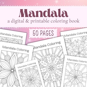 50 Mandala Coloring Pages, Mandala Adult Digital Coloring Book, Printable Coloring Pages, Simple Mandala Designs To Be Filled In With Color