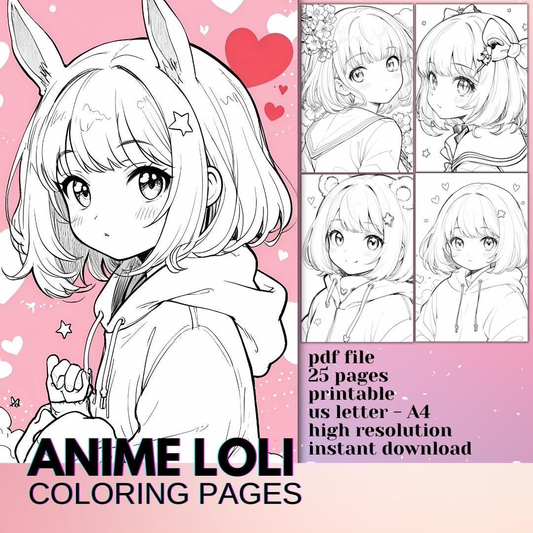 Anime Loli Coloring Book for Adults Manga Anime Coloring Pages Cute ...