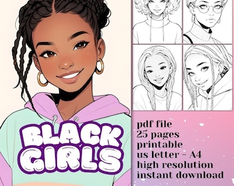 Anime Black Girl Coloring Book: Manga Female Portraits (PDF)