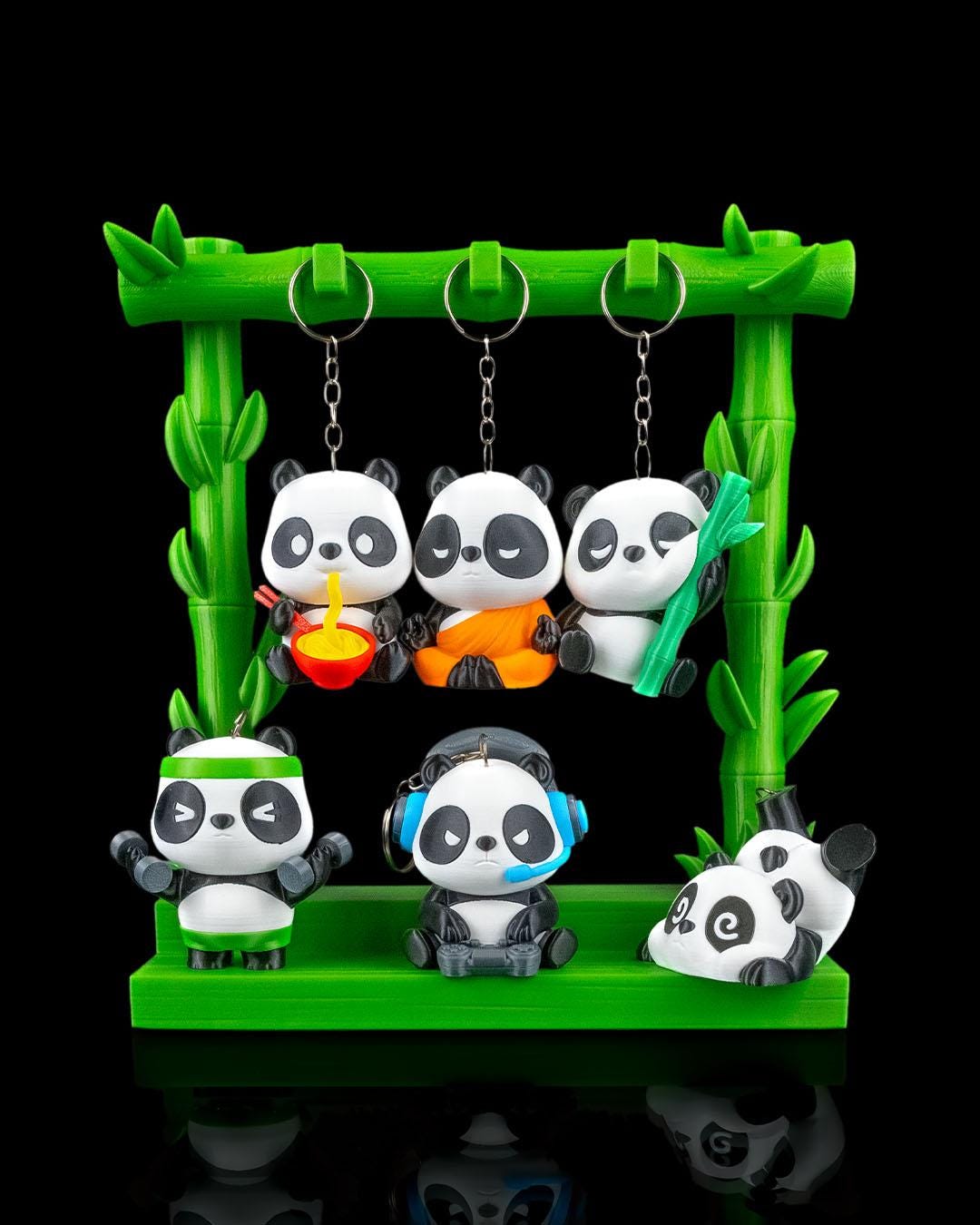 Adorable Bamboo Panda Keychain Rack – Panda-themed Key Holder Display ...