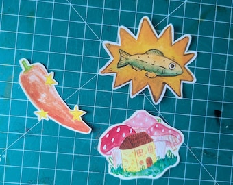 Klistermärken - fisk, hus, paprika!