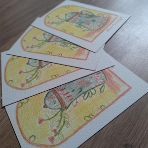 Manhãs lentas - cartão postal ilustrado
