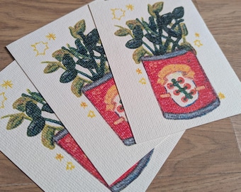 Vykort med illustration av tomatplantan