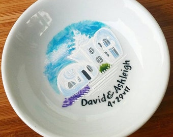 Custom Hand Painted Ring Dish - Engagement Location - Destination Wedding