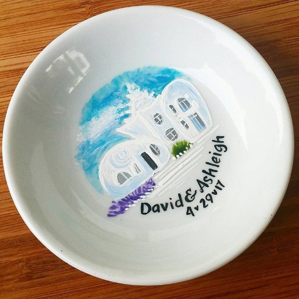 Custom Hand Painted Ring Dish - Engagement Location - Destination Wedding