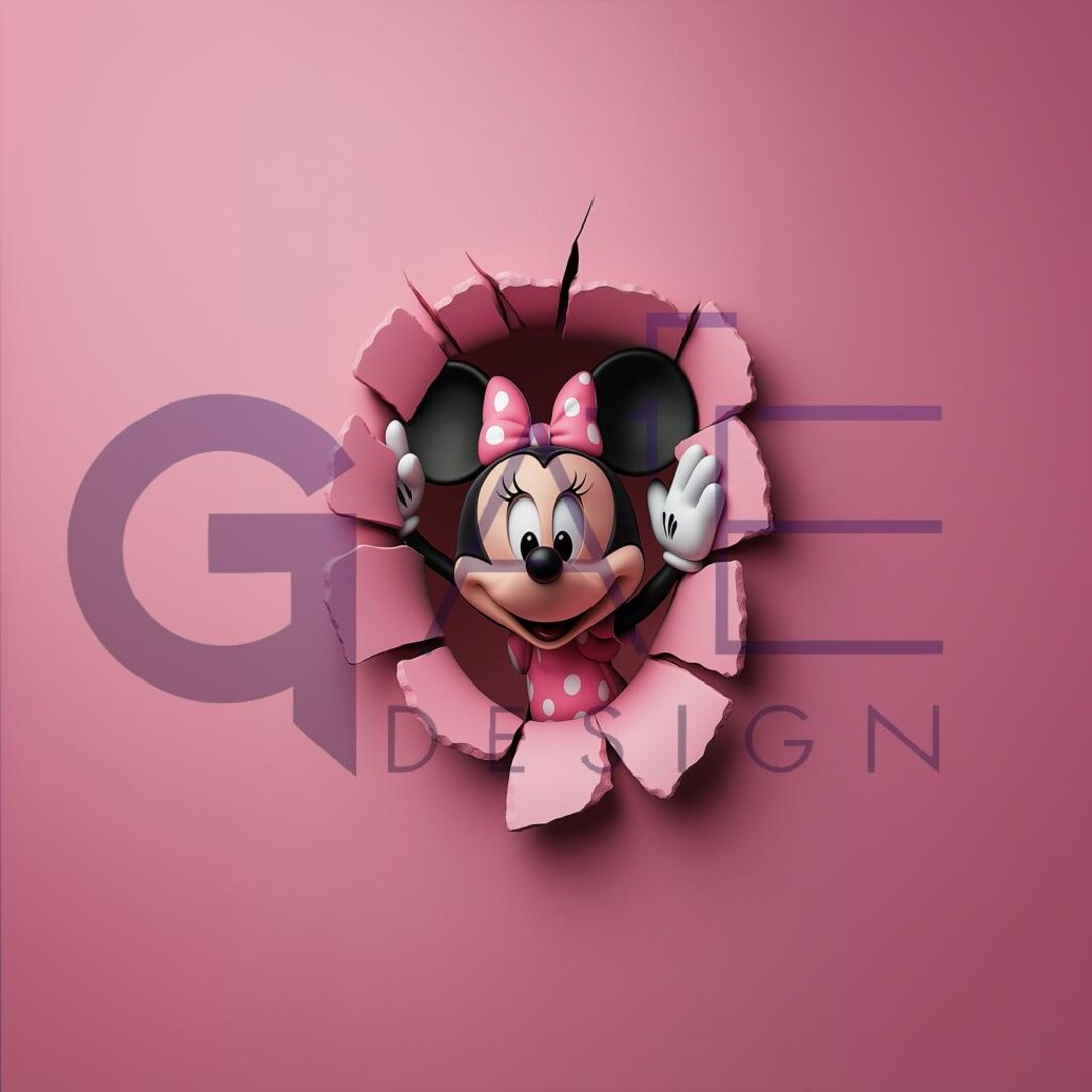 Minnie Mouse Pink Wallpaper Art Frame - Etsy