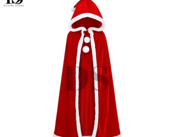Santa Claus Red Hooded Claok - Christmas Santa Claus Cape - Velvet Red Claok For Christmas Gift For Him