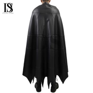 Bat Real man Cosplay Cape Bruce Real Wayne The Flash Faux Leather Cloak Costume Props Adult Cape - Handmade Halloween Costume Black Cape