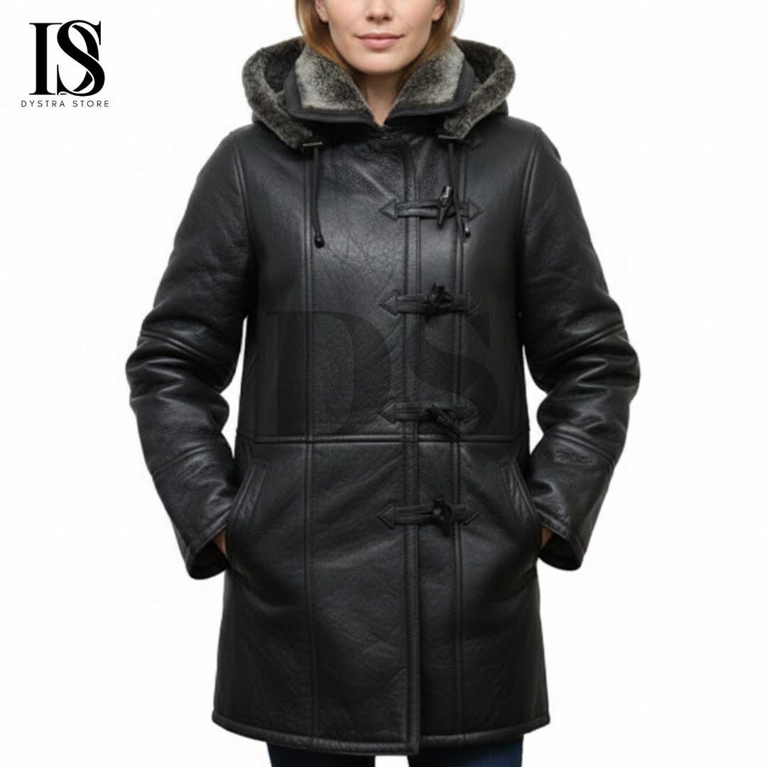 Women Black Shearling Coat - RAF Aviator Bomber B3 Real Leather Jacket ...