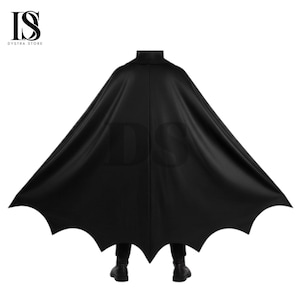 The Flash Bat Real man Cosplay Cape Bruce Real Wayne Real Leather Cape, Michael Cosplay Keaton Cloak, Handmade Halloween Outfit Black Cape