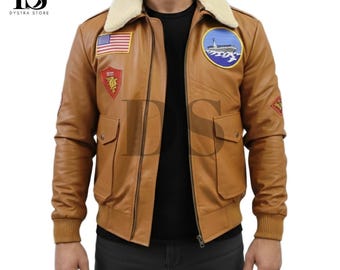 Top Gun Leather Jacket | Bomber Jacket - Marvel Jacket