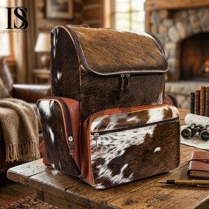 Real Leather and skin Western backpack Cowhide Backpack Bag - Hair on Hide Leather Backpack  main image 2