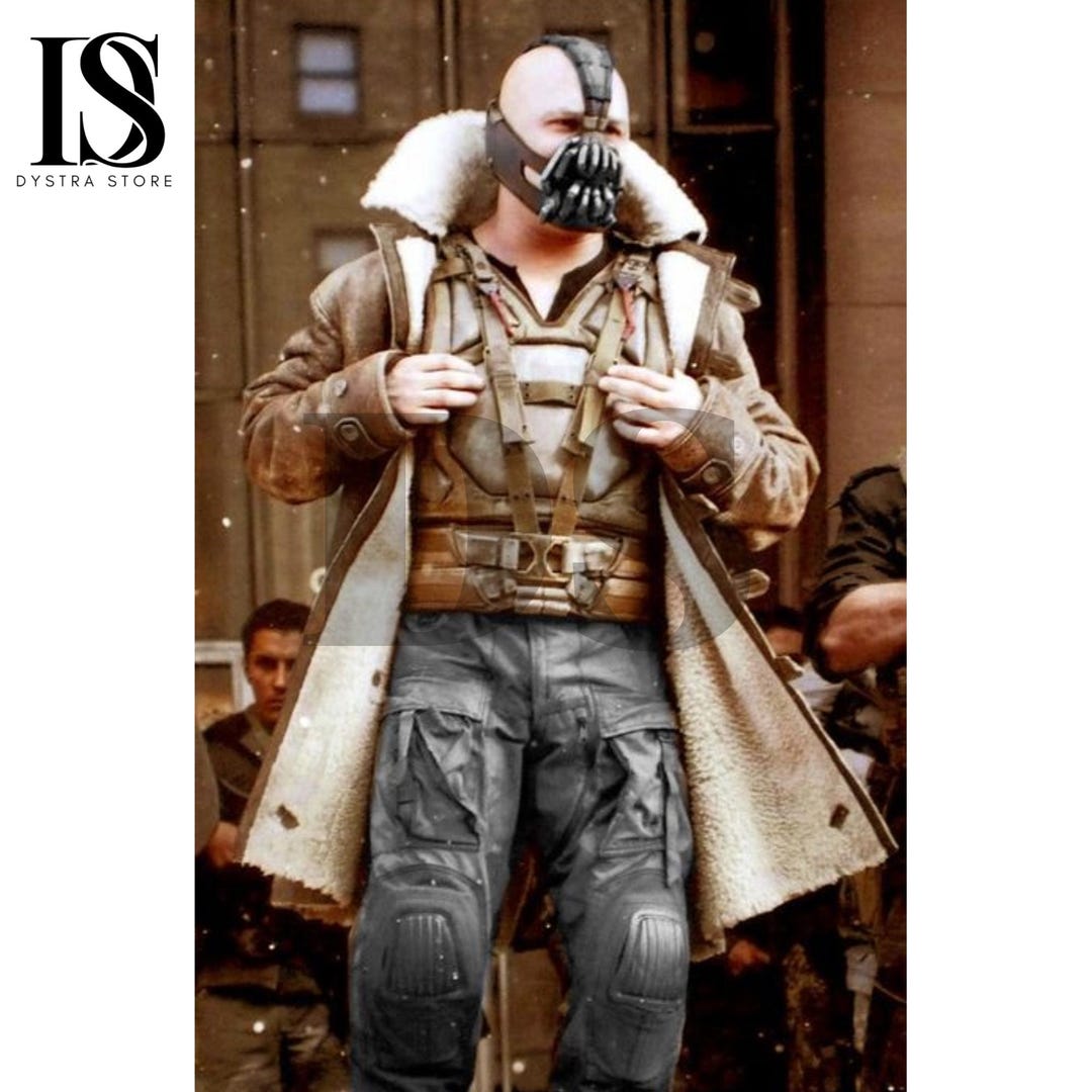 Distressed Brown Shearling Leather Bane Coat - Dark Real Knight Rises ...
