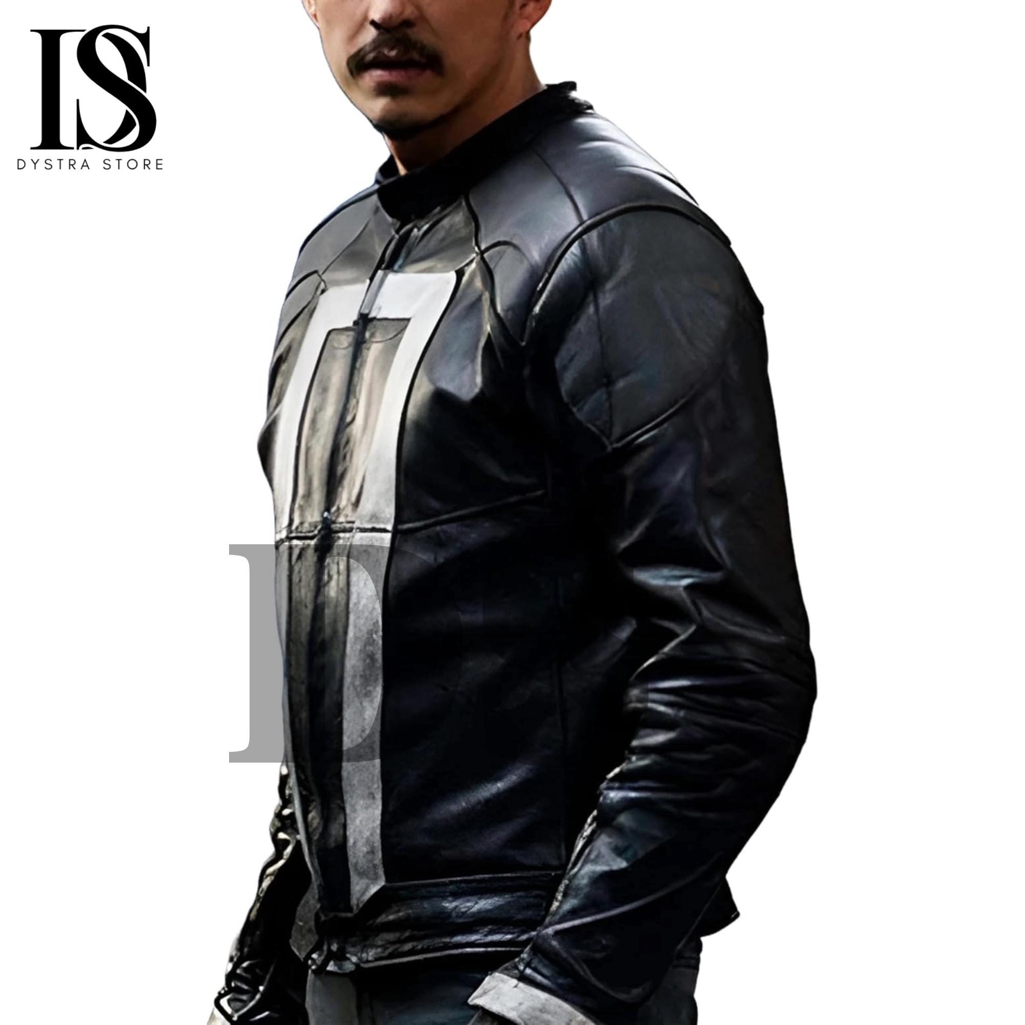 Ghost Black Rider Robbie Reyes Leather Jacket: Cosplay Biker