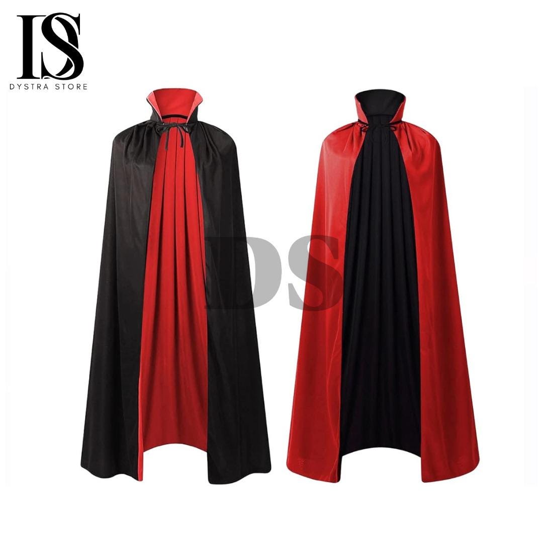 Masquerade Cap Vampire Halloween Costume Cape Adult Black and Red Cloak - Reversible ...