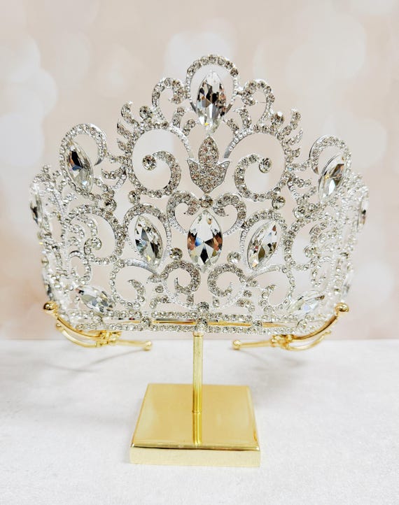 Shining Heavy XL Silver Wedding Tiara W 7” T 5.5” Comb Tiara  display picture 2