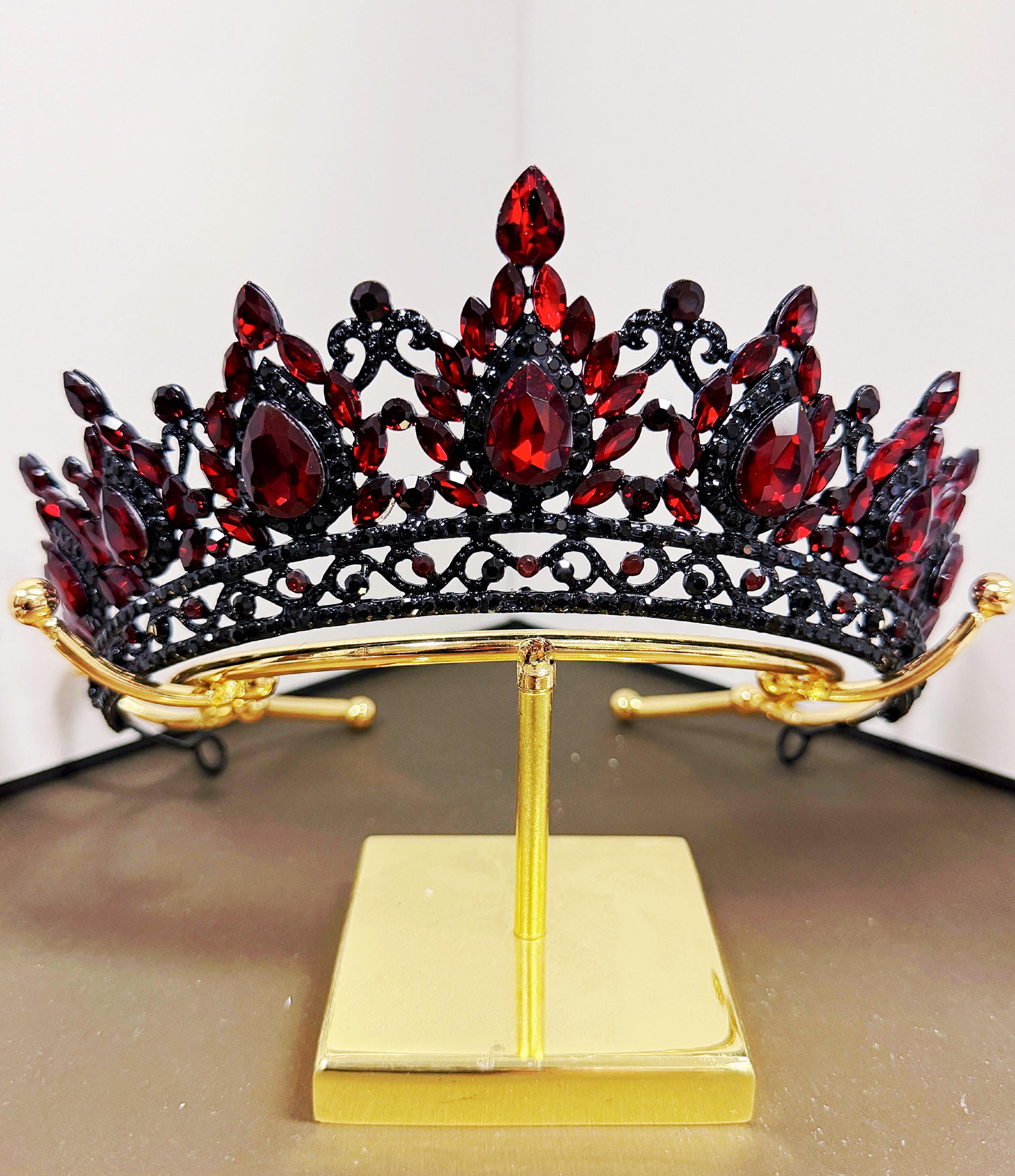 Bridal Tiaras Halloween Black Crown for Women Princess Queen Baroque  Rhinestone Headbands Bride Wedding Hair Jewelry Accessories - AliExpress, image size:2591x3000