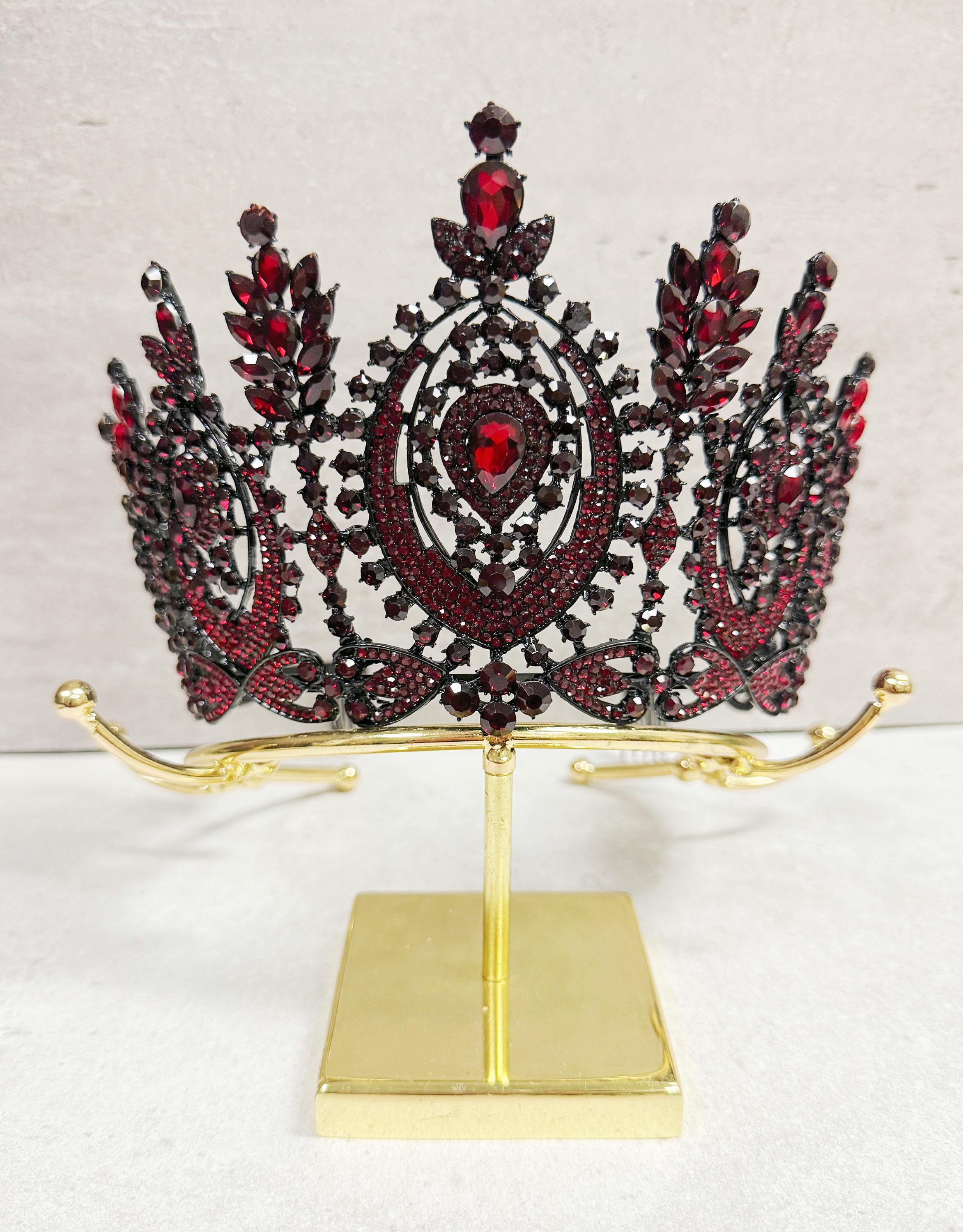 Ruby Red & Black Rhinestone Crown Amazon.com: Queen Crown for Women,CIEHER Gothic Baroque Red  main image 4