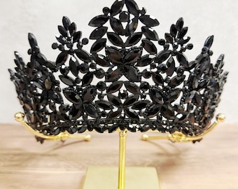 High Quality Black Rhinestones Princess Tiara Super Shining Wedding Crown Gifts Birthday Gift Box Quinceanera Crown Tiara Queen Crown Party