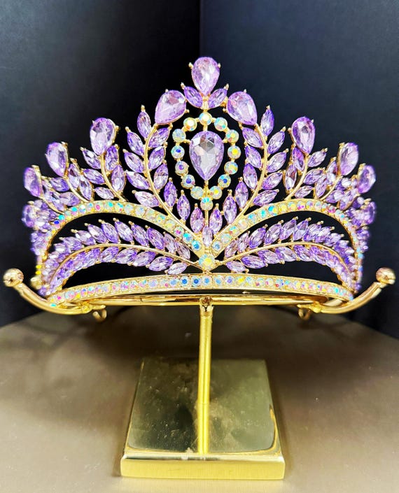 Gold Purple Wedding Tiara Handmade Gift Pageant Tiara Fairy  display picture 1