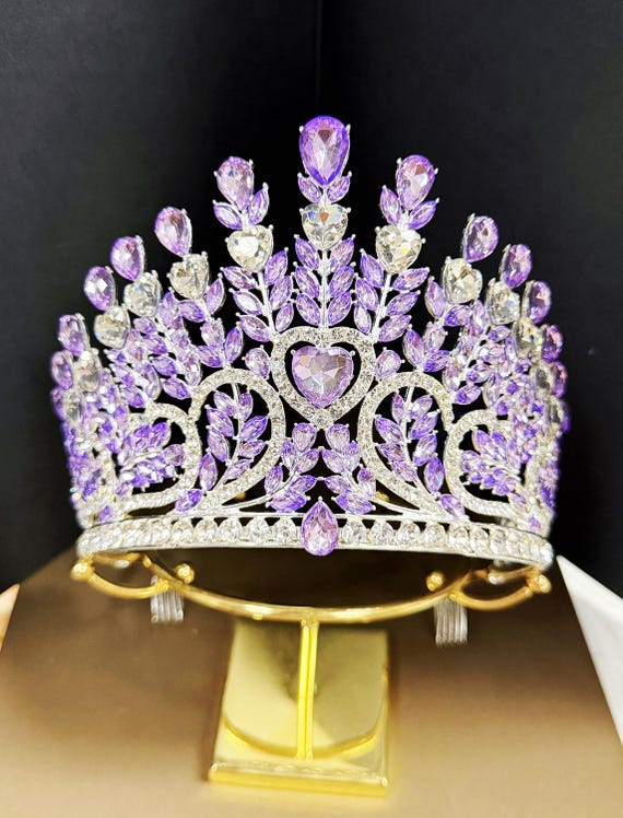 Elegant Silver and Purple Tiara Amazon.com: EliteBloom Hair Jewelry Crown Tiaras for Women  main image 4