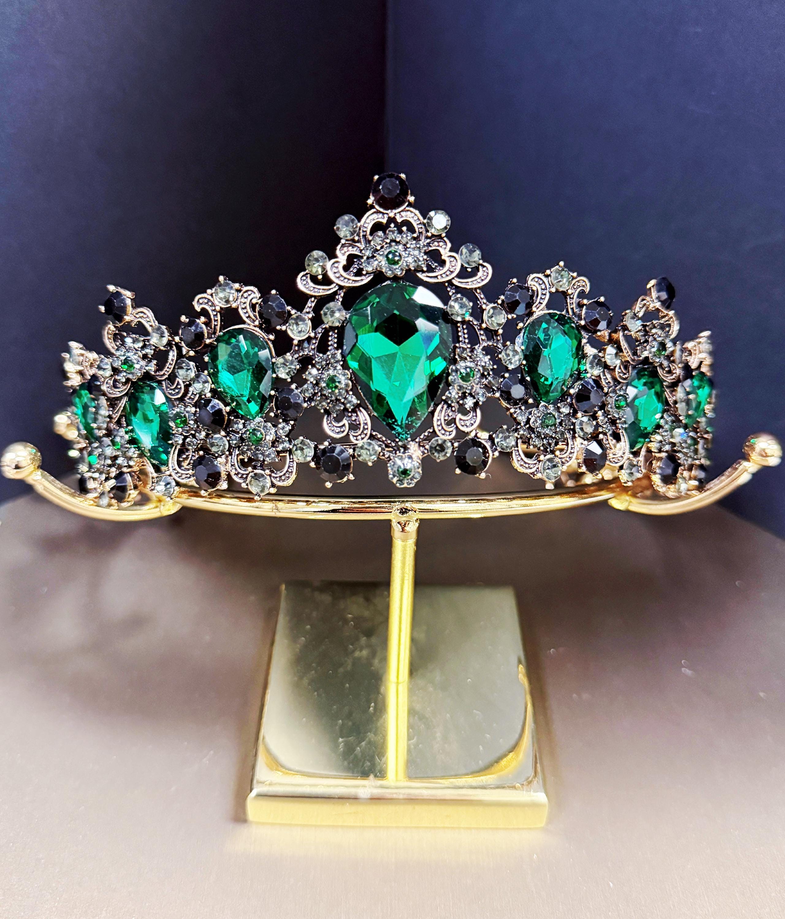 Handmade Copper Green Rhinestone Tiara: Wedding Princess  display picture 1