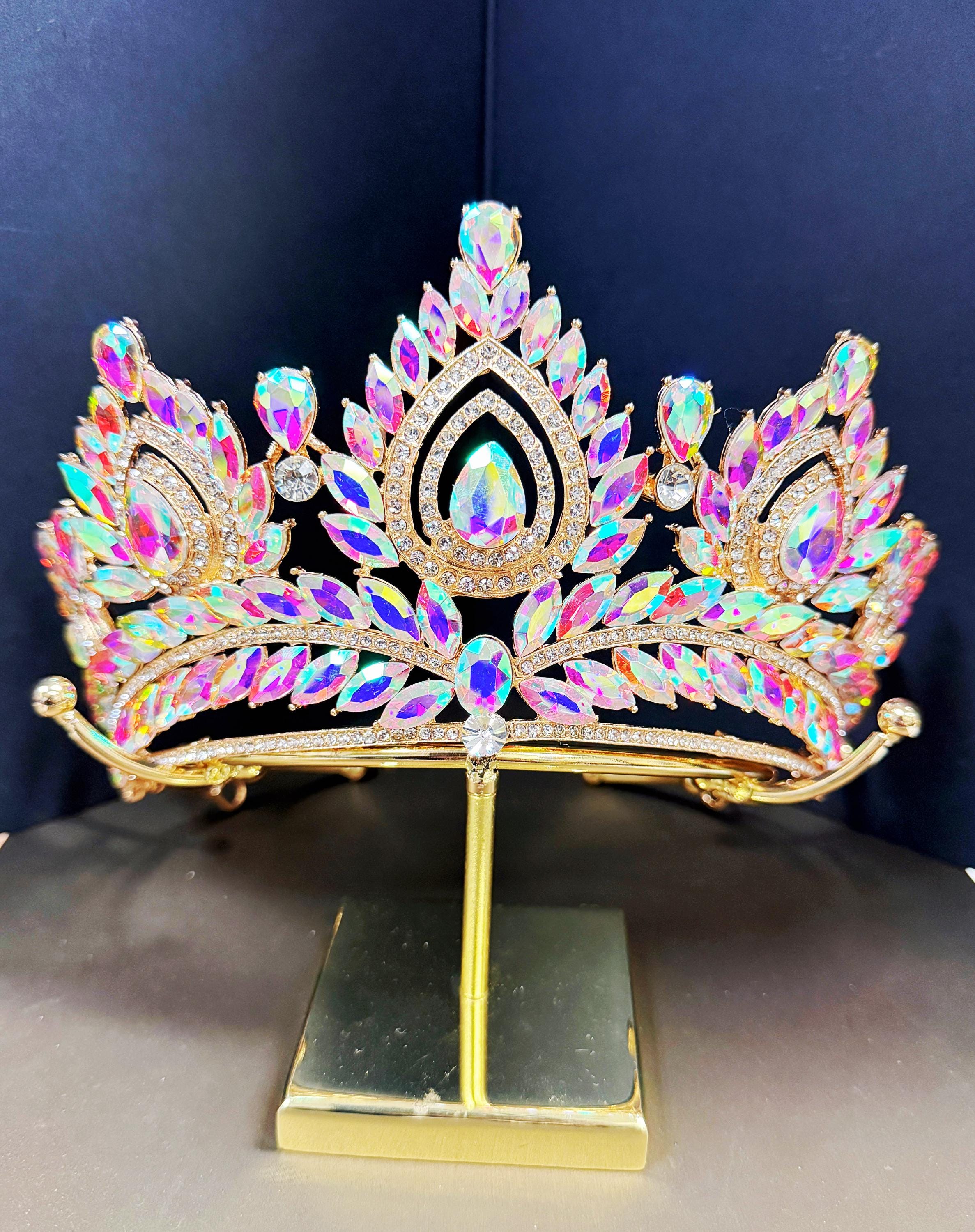 AB Rhinestone Tiara Prom Wedding Birthday Head Piece Crown Head Band Princess AB Rhinestone Tiara Prom Wedding Birthday Head Piece Crown  main image 3