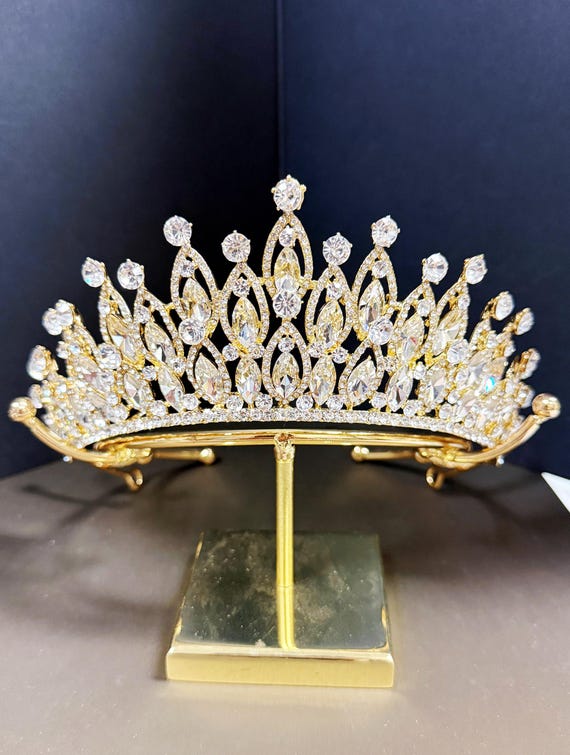 Gold Wedding Tiara Handmade Headband Gift for Friends  display picture 3