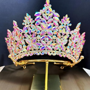 High Quality AB Rhinestones Princess Tiara Super Shining Wedding Crown Gift for Her Birthday Gift Box Included Quinceanera Crown Tiara Party