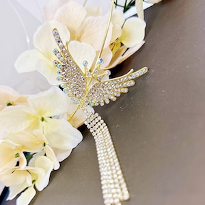 Diadema de alas de ángel doradas AB, linda diadema para niñas, regalo de cumpleaños, diadema de niña de las flores con diamantes de imitación dorados AB, diadema de hadas, diadema de princesa