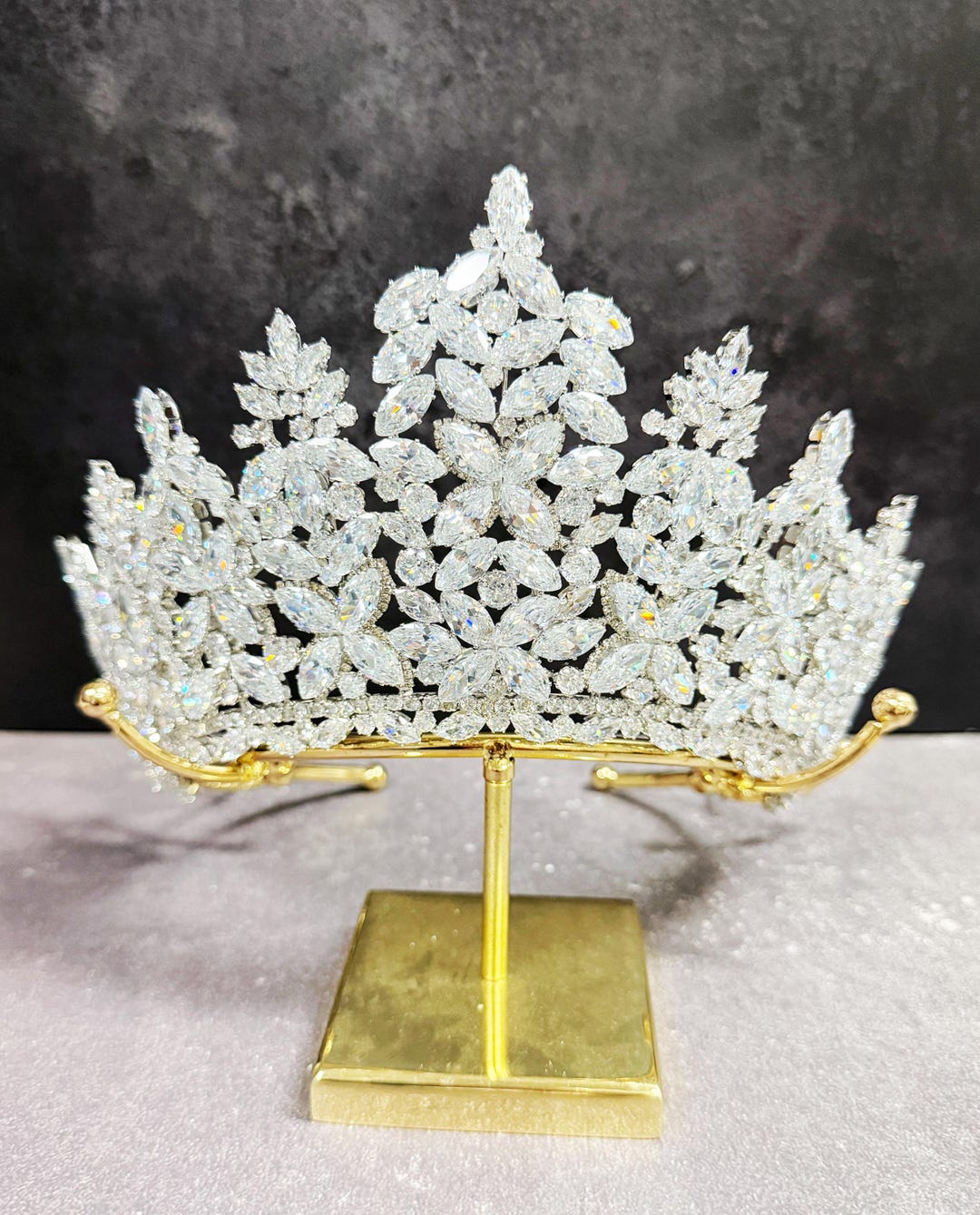 Super Shining Silver Cubic Zirconia Princess Tiara Gorgeous Wedding ...