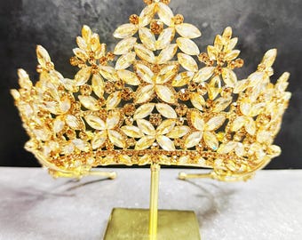 Yolmina Barock-Krone Für Braut & Hochzeit - Handgefertigt Mit Strass, 15 Cm