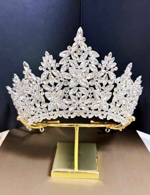 High Quality Silver Rhinestones Princess Tiara Super Shining Wedding Crown Gifts Birthday Gift Box Quinceanera Crown Tiara Queen Crown Party