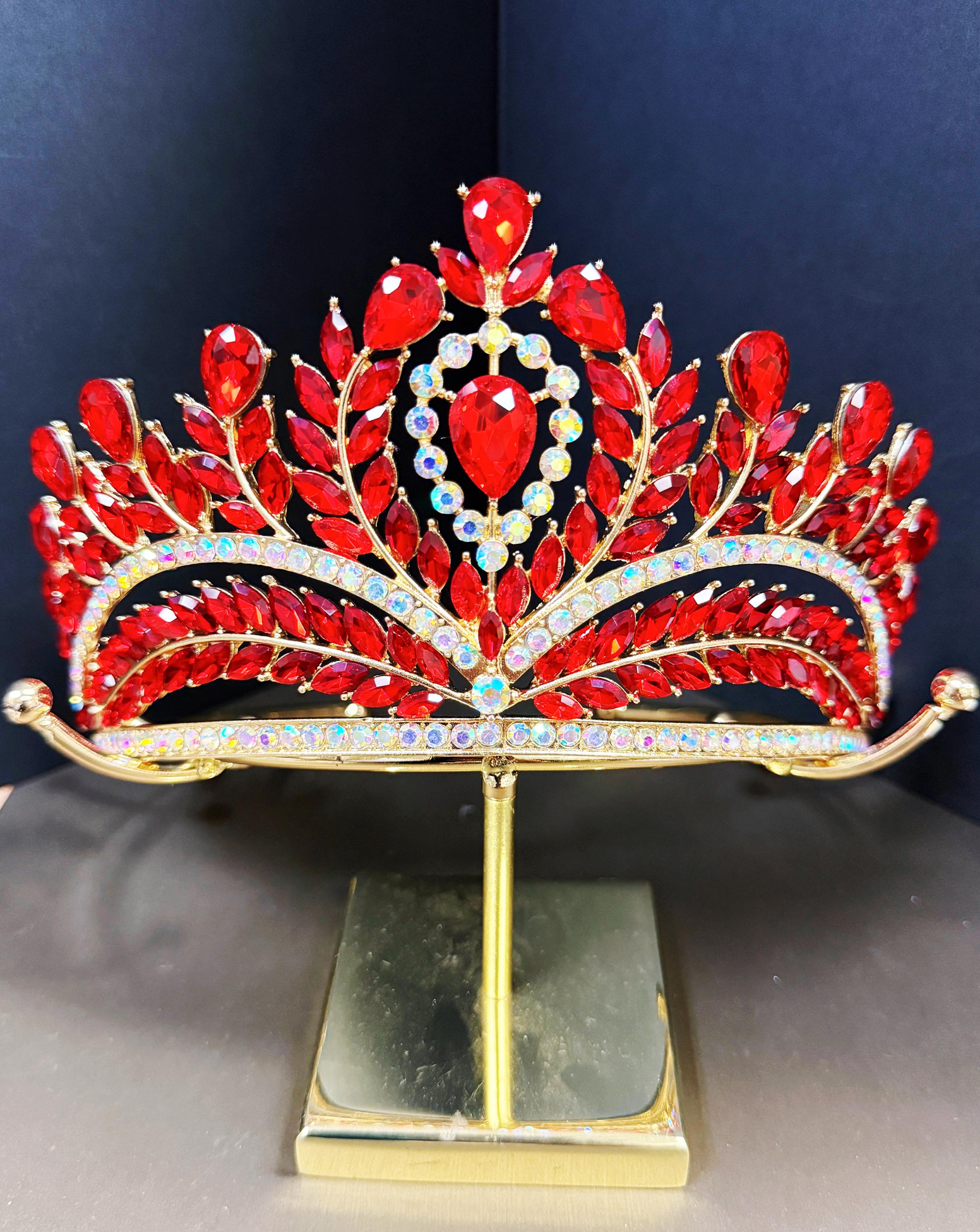 Gold Red Wedding Tiara Handmade Gift Pageant Tiara Fairy  display picture 1