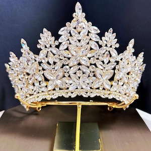 High Quality Gold Rhinestones Princess Tiara Super Shining Wedding Crown Gifts Birthday Gift Box Quinceanera Crown Tiara Queen Crown Party